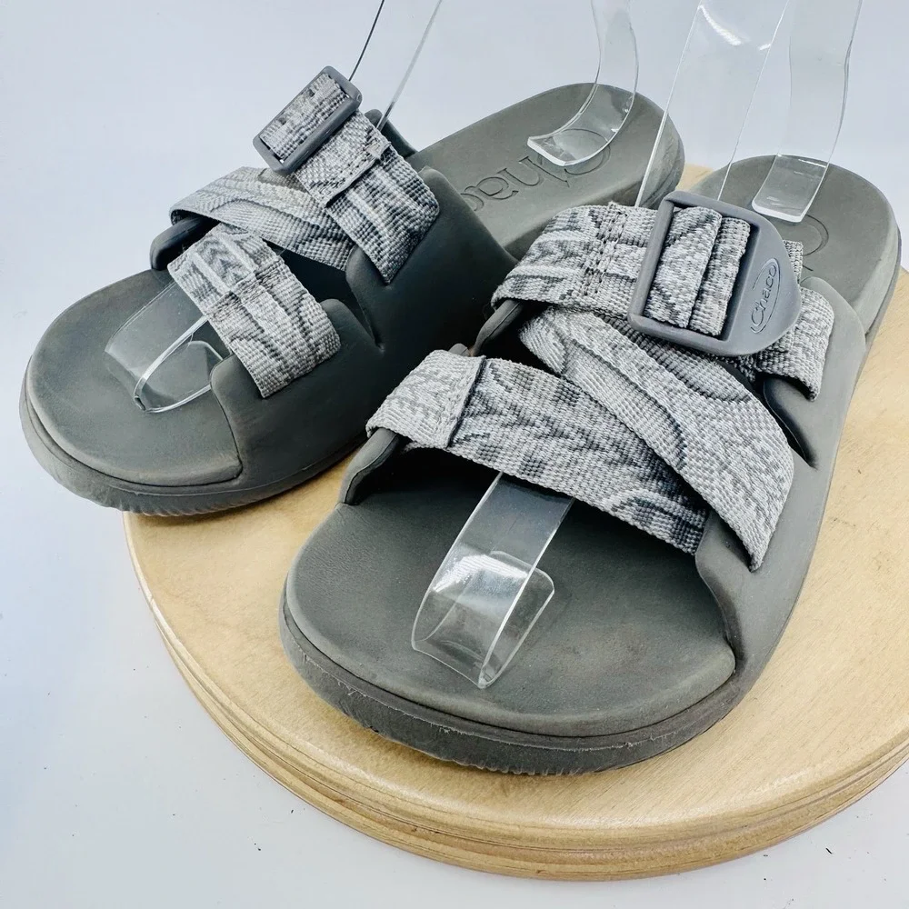 Chaco Chillos Slide Sandals Womens 7 Gray Lightweight Comfort Recovery Shoes